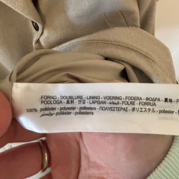 Zara Oversized Tan Cozy Long Pea One Button Neutral Long Coat SZ XS - Picture 10 of 13